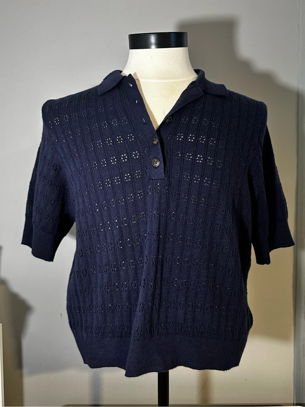 Old Navy Cotton Knit Short Sleeve Crop Polo - Picture 1 of 6